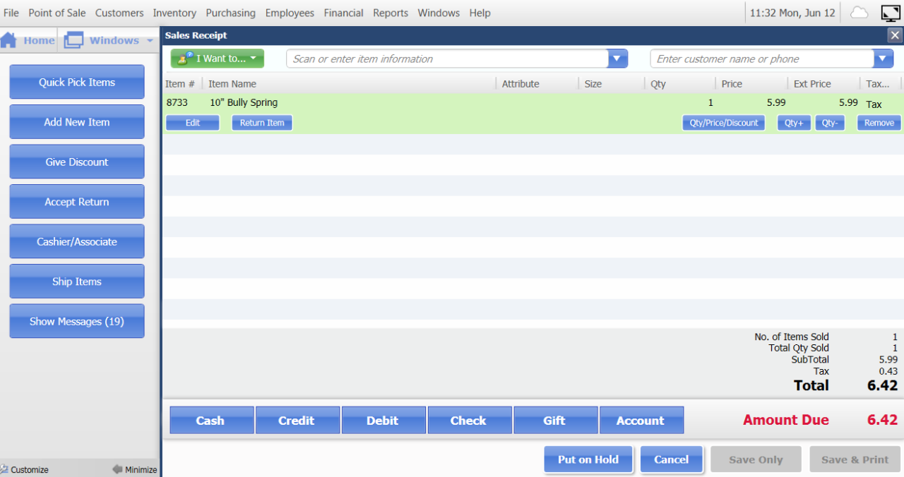 QUICKBOOKS POINT OF SALE BASIC V18